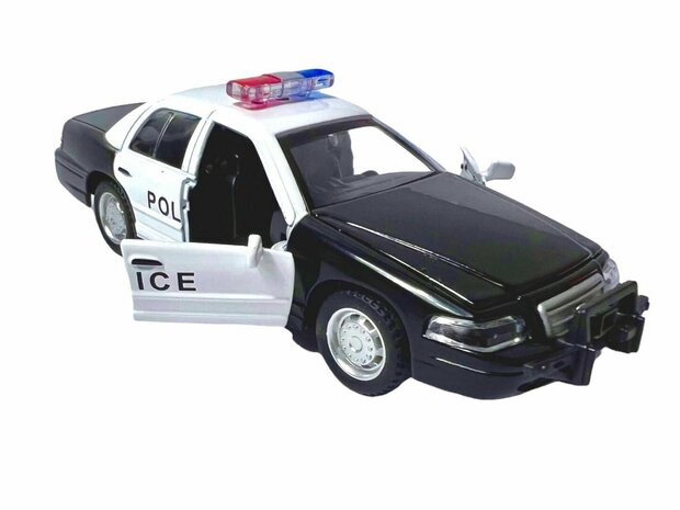 Voiture de police moul&eacute;e sous pression - Voiture de police jouet - traction arri&egrave;re - 13,5 cm