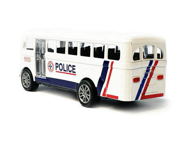 Bus de police - V&eacute;hicule de police jouet moul&eacute; sous pression - entra&icirc;nement &agrave; recul - 13,5 cm