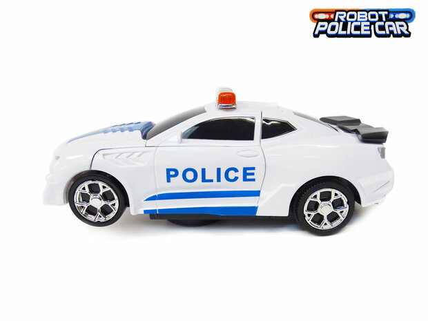 Robot Police Car 2 en 1 robot et auto transformateur voertuig politie auto - led licht en geluid 22CM