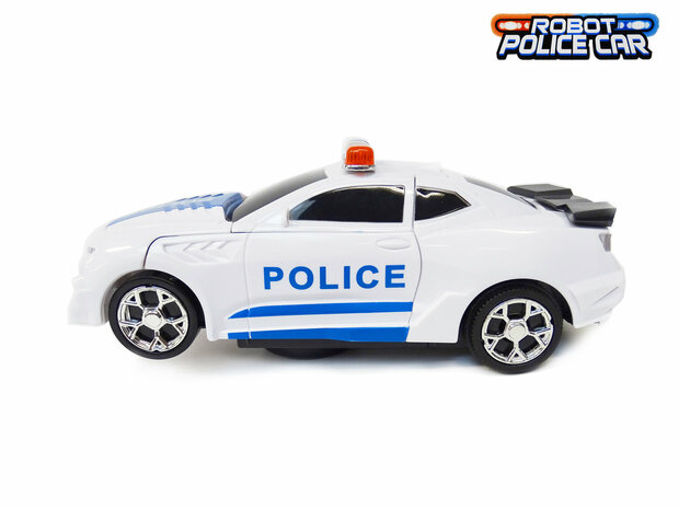 Robot Police Car 2 in 1 robot en auto transformer voertuig politie auto - led light and geluid 22CM