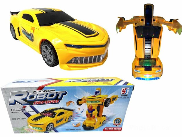 Robot sport Car 2 in 1 robot en auto transformer voertuig sport auto - led licht en auto geluid 22CM 