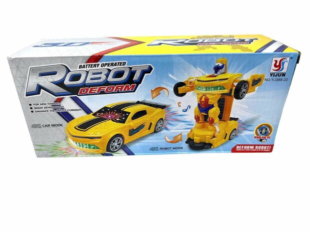 Robot voiture de sport 2 en 1 robot et voiture transformateur v&eacute;hicule voiture de sport - lumi&egrave;re led et son de voiture 22CM