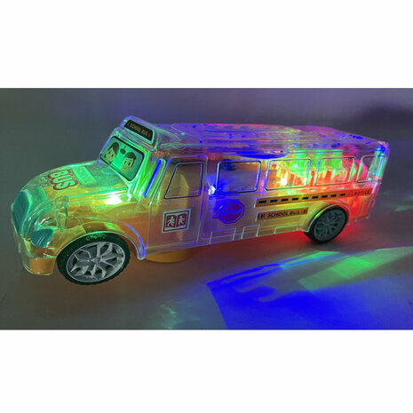 School bus toy - GearWheel - with lights and music - drives all round - 20CM