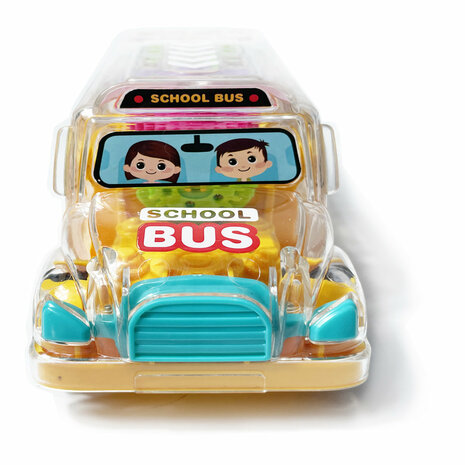 Jouet autobus scolaire - GearWheel - avec lumi&egrave;res et musique - roule tout autour - 20CM