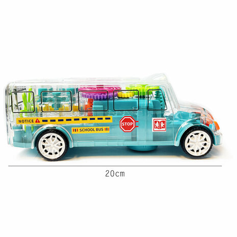 Jouet autobus scolaire - GearWheel - avec lumi&egrave;res et musique - roule tout autour - 20CM