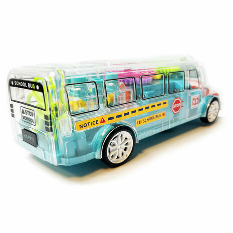 Jouet autobus scolaire - GearWheel - avec lumi&egrave;res et musique - roule tout autour - 20CM