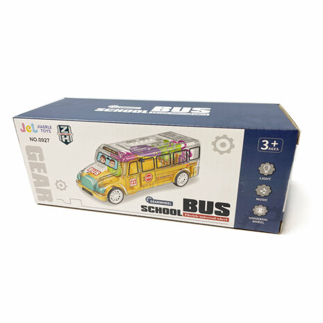 Schoolbus speelgoed - GearWheel - met lichtjes en muziek - rijdt all round - 20CM