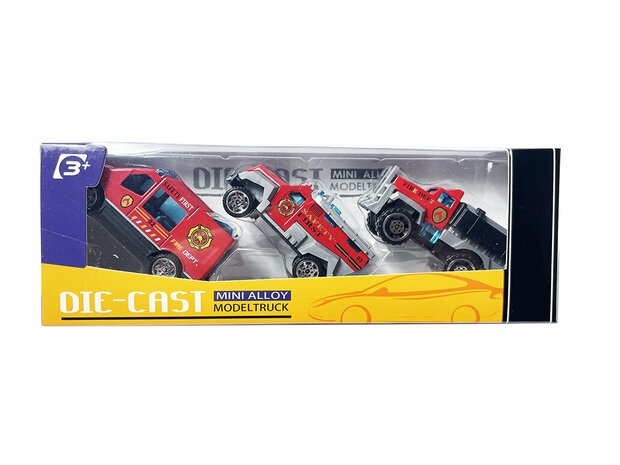 Toy mini fire trucks set - 3 pieces - model cars Die Cast - mini alloy vehicles set