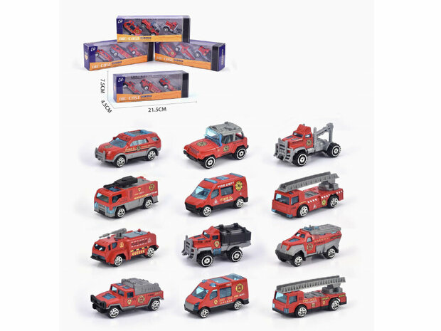 Ensemble de mini camions de pompiers - 3 pi&egrave;ces - voitures miniatures moul&eacute;es sous pression - ensemble de mini v&eacute;hicules en alliage