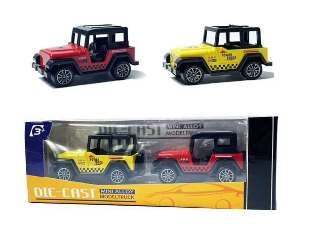 Ensemble de voitures mini jeep jouet - 2 pi&egrave;ces - voitures miniatures moul&eacute;es sous pression - ensemble de mini v&eacute;hicules en alliage