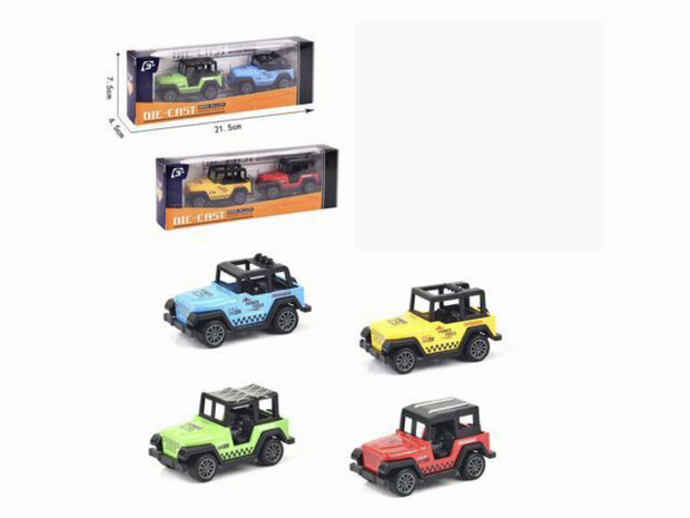 Speelgoed mini jeep auto&#039;s set - 2 stuks - model auto&#039;s Die Cast - mini alloy voertuigen set