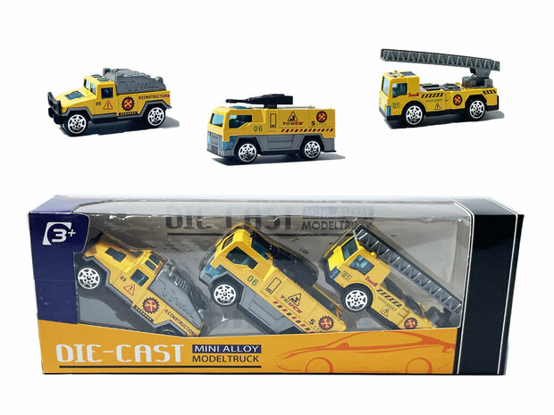 Spielzeug-Mini-Arbeitsfahrzeuge-Set &ndash; 3-teilig &ndash; Modellautos aus Druckguss &ndash; Set mit Mini-Legierungsfahrzeugen