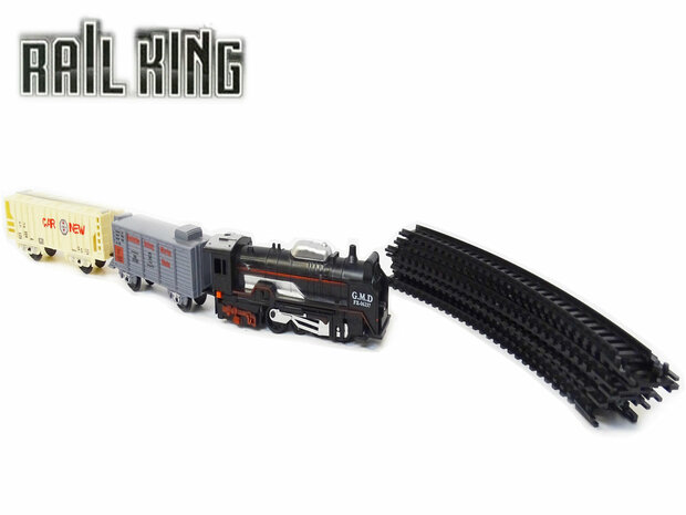 Spielzeugeisenbahn-Set, 13-teilig &ndash; Schienengleis 68 x 68 &ndash; mit Licht und Antrieb &ndash; Rail King