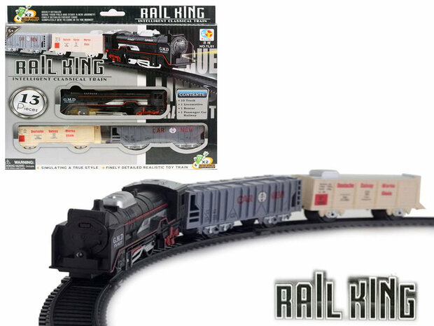 Speelgoed Trein set 13 stuks - Rail Baan 68x68 - met licht en kan rijden - Rail King 