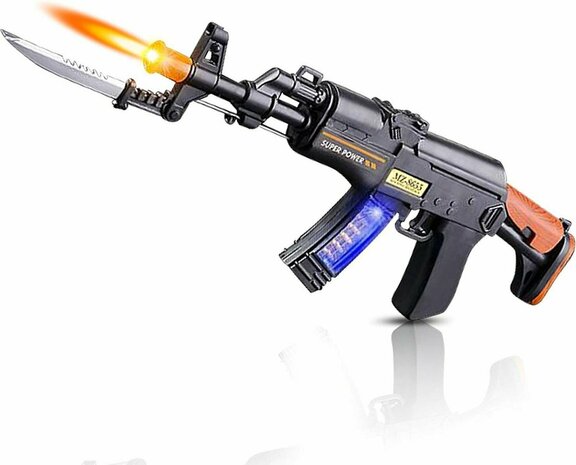 TOY GUN WITH SHOOTING SOUNDS AND LED LIGHTING 41CM