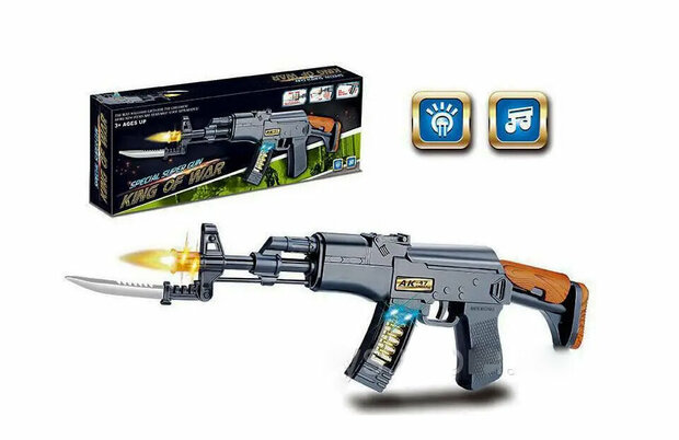 TOY GUN WITH SHOOTING SOUNDS AND LED LIGHTING 41CM