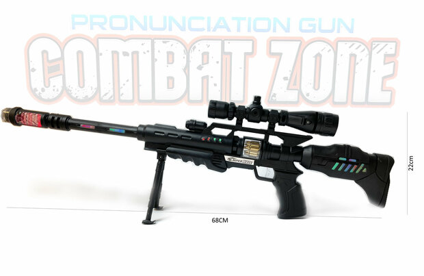 Spielzeug-Kampfzone mit LED-Lichtern, Vibration und Schussger&auml;uschen &ndash; Barrett M82 Spielzeugpistole 68 cm