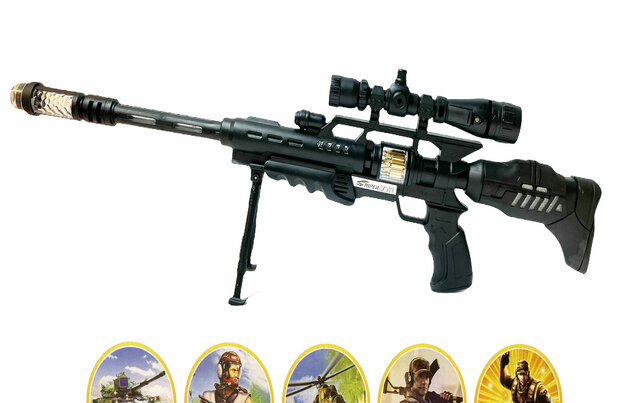 Zone de combat de jouet avec lumi&egrave;res LED, vibrations et sons de tir - Pistolet jouet Barrett M82 68CM