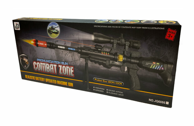 Zone de combat de jouet avec lumi&egrave;res LED, vibrations et sons de tir - Pistolet jouet Barrett M82 68CM