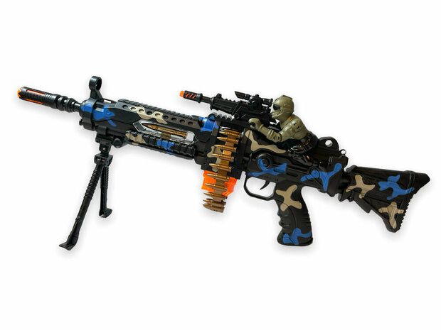Speelgoedgeweer machine gun - met draaiende kogelriem - pistool