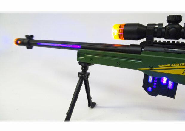 Speelgoedgeweer met led lichtjes, trilling en schietgeluiden - Rifle AWM  74.5 CM