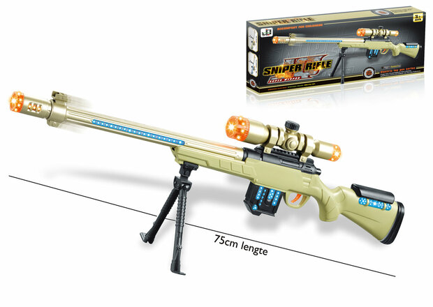 Pistolet Sniper Rifle avec lumi&egrave;res LED, vibrations et sons de tir - pistolet jouet sniper 75CM