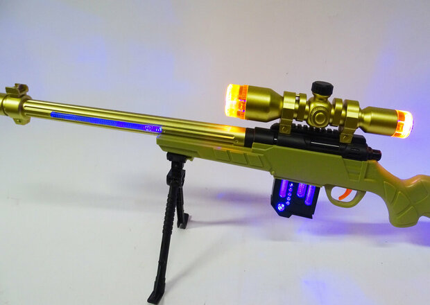 Pistolet Sniper Rifle avec lumi&egrave;res LED, vibrations et sons de tir - pistolet jouet sniper 75CM