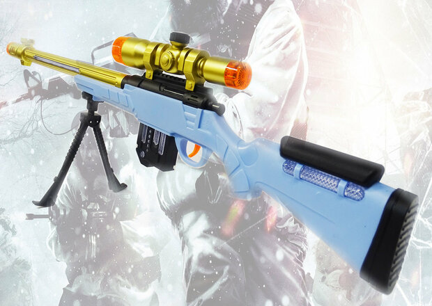 Pistolet Sniper Rifle avec lumi&egrave;res LED, vibrations et sons de tir - pistolet jouet sniper 75CM