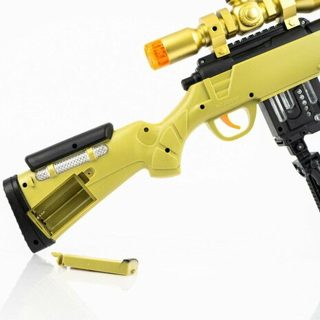 Sniper Rifle geweer met led lichtjes, trilling en schietgeluiden - scherpschutters speelgoedgeweer  75CM