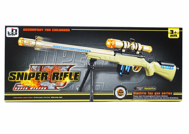 Pistolet Sniper Rifle avec lumi&egrave;res LED, vibrations et sons de tir - pistolet jouet sniper 75CM