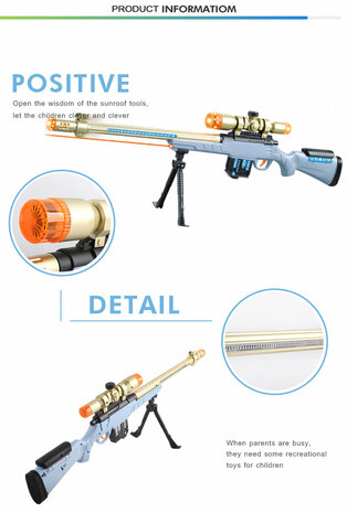 Speelgoed Rifle met led lichtjes, trilling en schietgeluiden - scherpschutters speelgoedgeweer  75CM