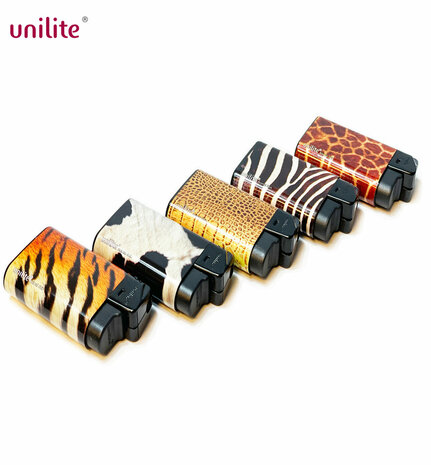 Unilite click lighters - refillable - 20 pieces in a display - Animal Skin print