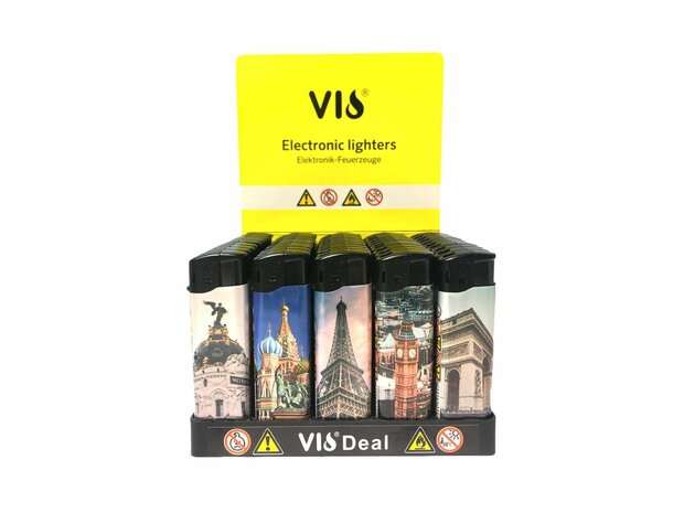 Click lighters with EU cities print