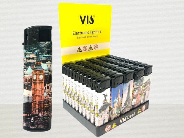 Click lighters with EU cities print