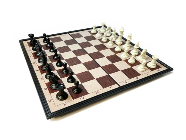 Jeu d&#039;&eacute;checs et jeu de dames 2 en 1 ; &eacute;chiquier et damier - Jeu d&#039;&eacute;checs magn&eacute;tique - Jeu d&#039;&eacute;checs - Pliable