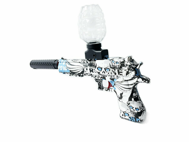 Gel Blaster -set complet avec billes de gel M1911 Blue Graffiti -&nbsp;+&nbsp;- rechargeable - 39CM