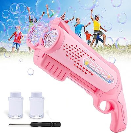 Bubble Gun toy - Bubble machine - Automatic shooting - LED light - 2x soap