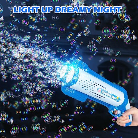 Bubble Gun toy - Bubble machine - Automatic shooting - LED light - 2x soap