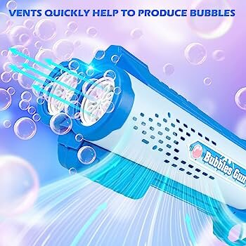 Jouet Bubble Gun - Machine &agrave; bulles - Tir automatique - Lumi&egrave;re LED - 2x savon