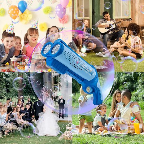 Bubble Gun toy - Bubble machine - Automatic shooting - LED light - 2x soap