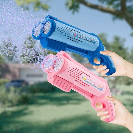 Jouet Bubble Gun - Machine &agrave; bulles - Tir automatique - Lumi&egrave;re LED - 2x savon