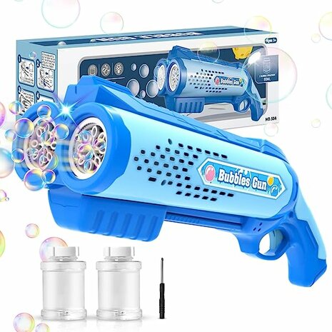 Bubble Gun toy - Bubble machine - Automatic shooting - LED light - 2x soap