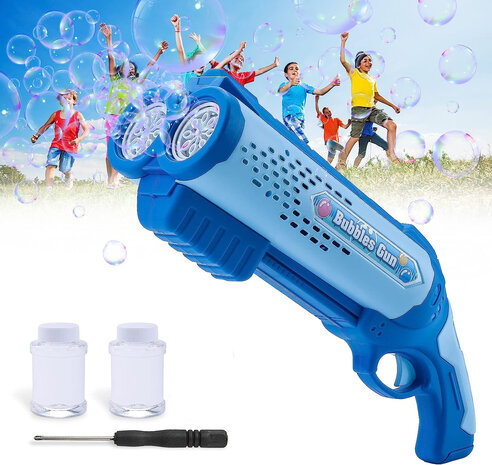 Bubble Gun toy - Bubble machine - Automatic shooting - LED light - 2x soap