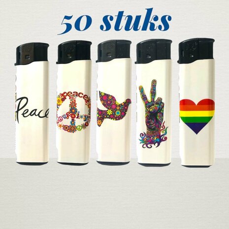 T Lighters -Click -50 pieces - with Peace Print