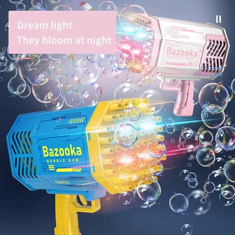 BUBBLE GUN BAZOOKA - ZEEPBELLENMACHINE - 69 GATEN VOOR 5000 BELLEN