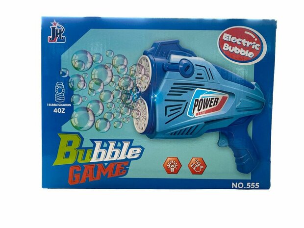 Blasenblasende Spielzeugpistole &ndash; schie&szlig;t automatisch Blasen &ndash; Blasenspiel &ndash; inkl. Seife Blau