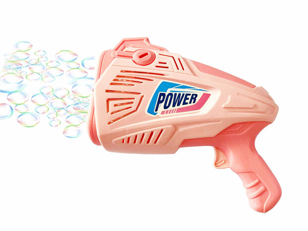 Blasenblasende Spielzeugpistole &ndash; schie&szlig;t automatisch Blasen &ndash; Blasenspiel &ndash; inkl. Seife Pink
