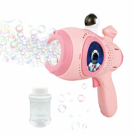 Space Gun Bubbles - Jouet pistolet &agrave; bulles - tire automatiquement des bulles - incl. savon