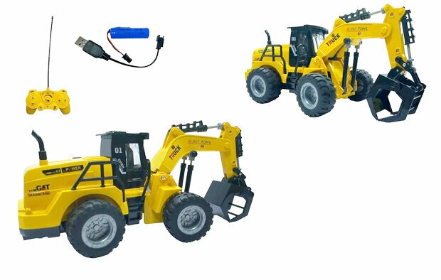 Toy RC vehicle with grab crane - 1:50 - radio-controlled work vehicle