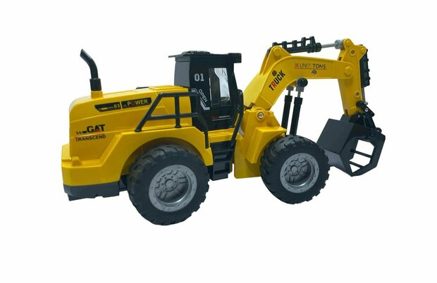 Toy RC vehicle with grab crane - 1:50 - radio-controlled work vehicle